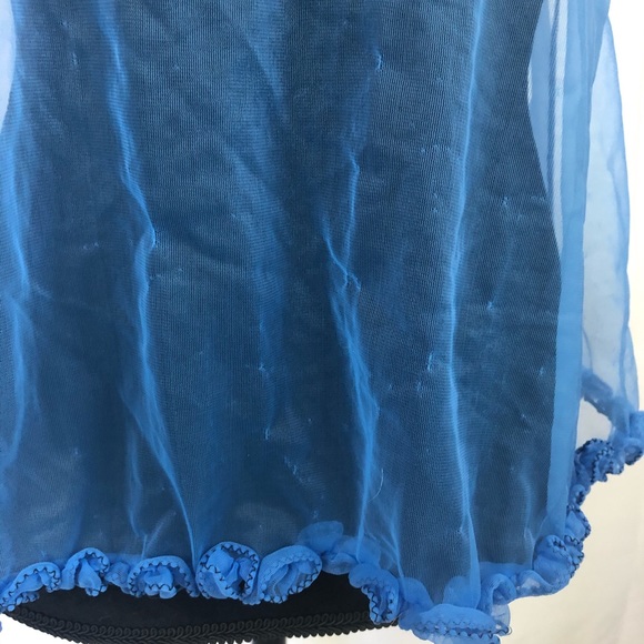 Vintage Ruffled Blue & Black Babydoll Lingerie - Picture 14 of 17
